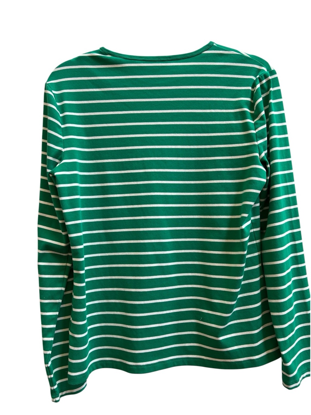 Lauren Ralph Lauren Green White Striped Cotton Top L Nautical Coastal Preppy - Picture 3 of 6
